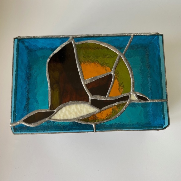 Tiffany Style Stained Glass Jewelry or Trinket Box Vintage - Picture 4 of 8